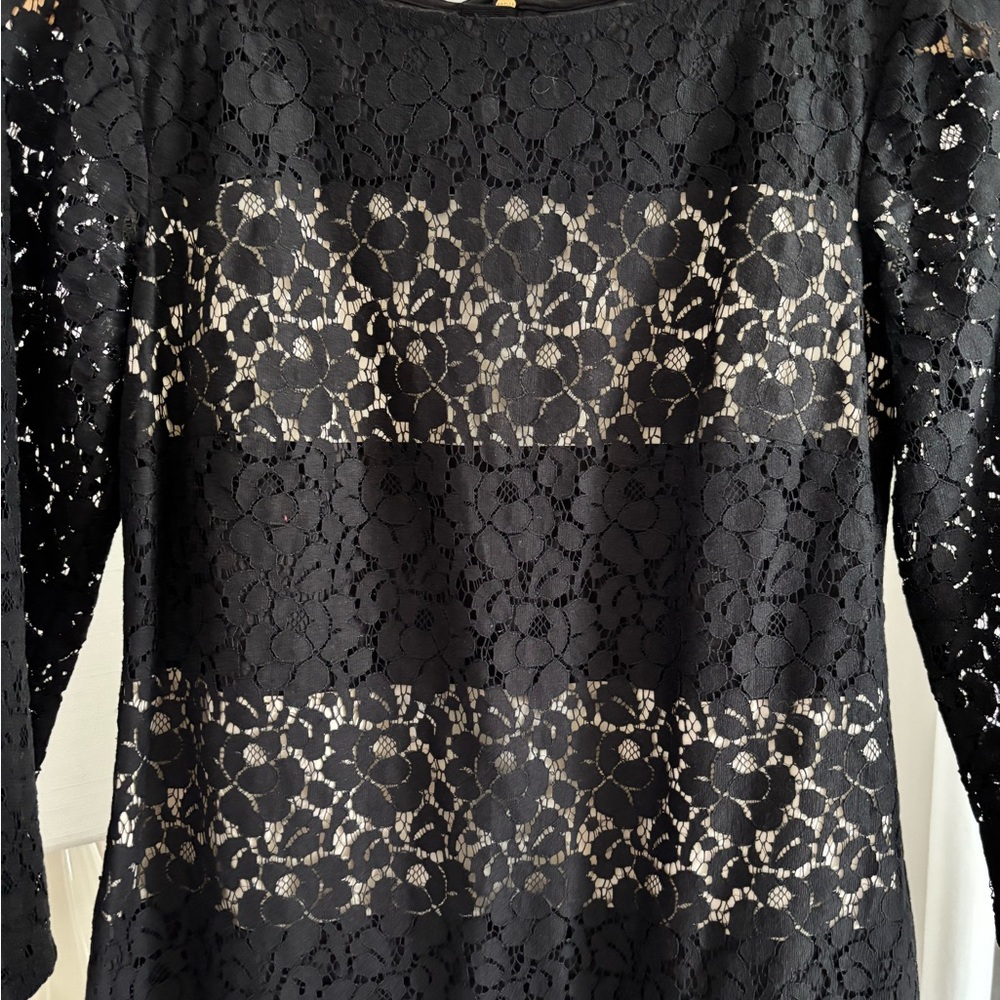 Ann Taylor Black Lace Long Sleeve Dress - Picture 3 of 4